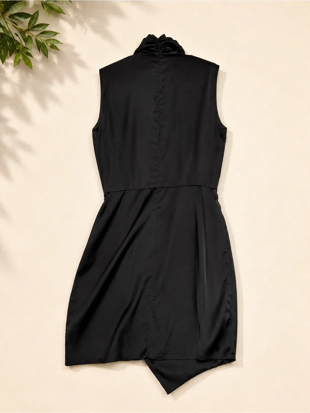 Black Satin Bow-Tie Mini Dress